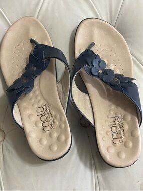 Malu Navy Floral Thong Sandals for Women